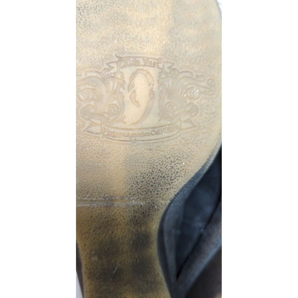 Nine West Vintange American Collection Black Suede Boots Faux Fur Trim - Picture 9 of 9